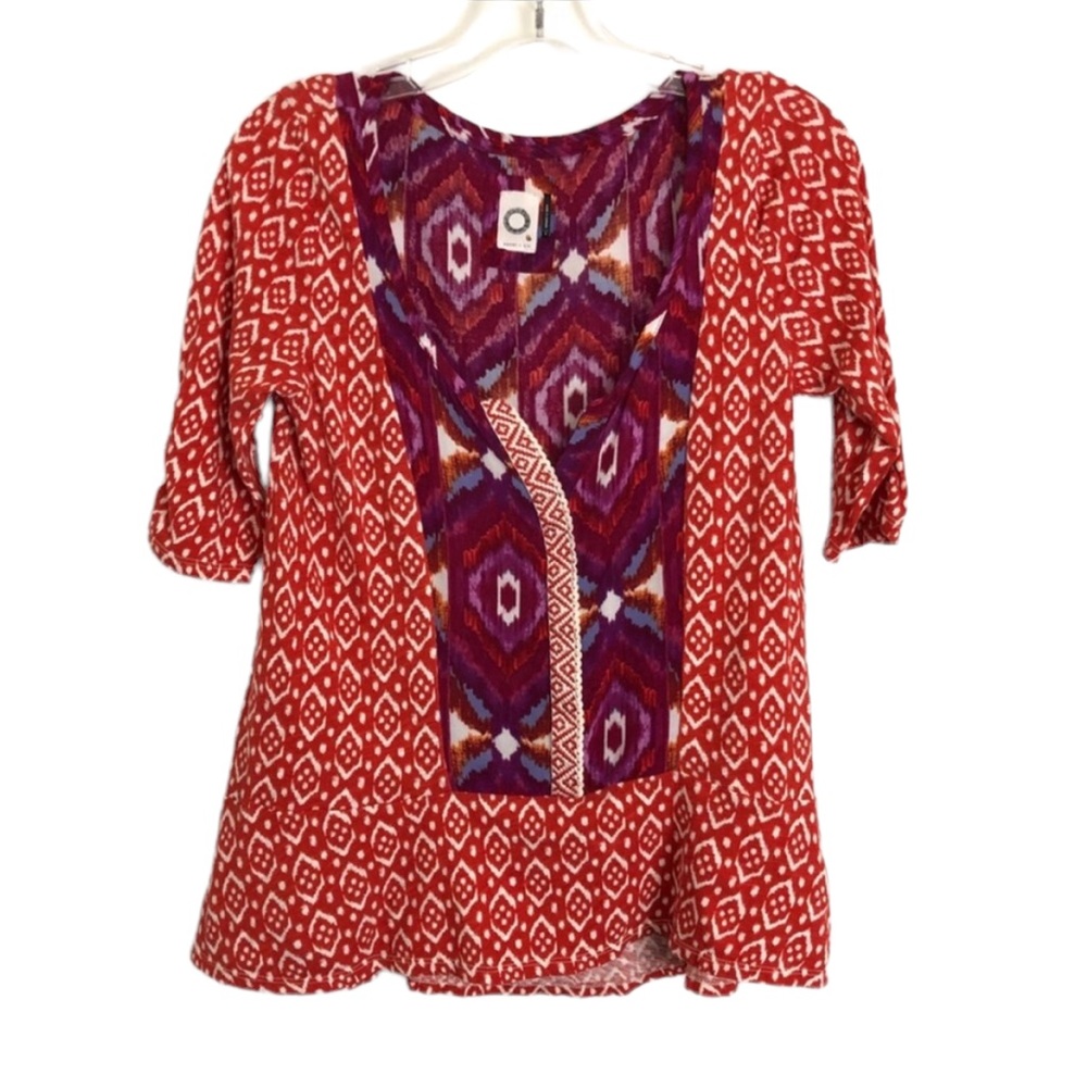 Anthropologie Akemi + Kim Mixed Fabric Top